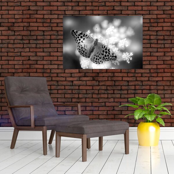 Tablou - Detailu cu fluture care polenizează floare (90x60 cm)
