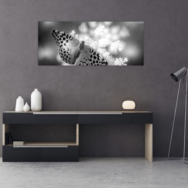 Tablou - Detailu cu fluture care polenizează floare (120x50 cm)