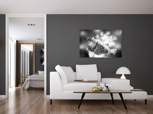 Tablou - Detailu cu fluture care polenizează floare (90x60 cm)