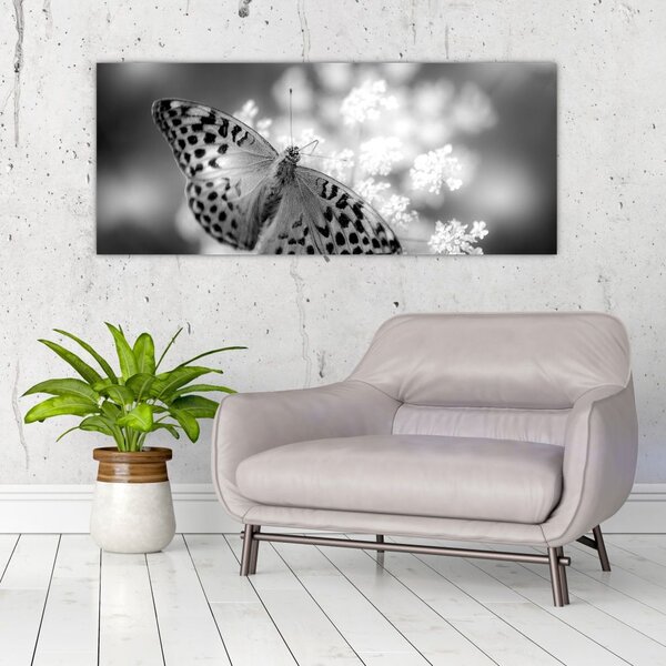 Tablou - Detailu cu fluture care polenizează floare (120x50 cm)