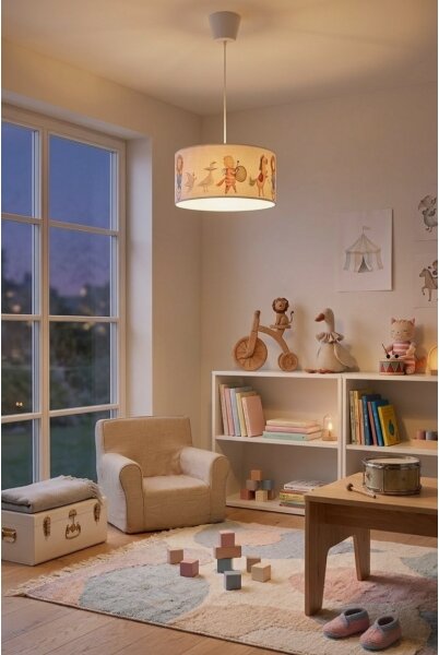 Brilagi - Lustră LED suspendată pentru copii BOBO 1xE27/60W/230V pr. 35 cm alb/cu animale
