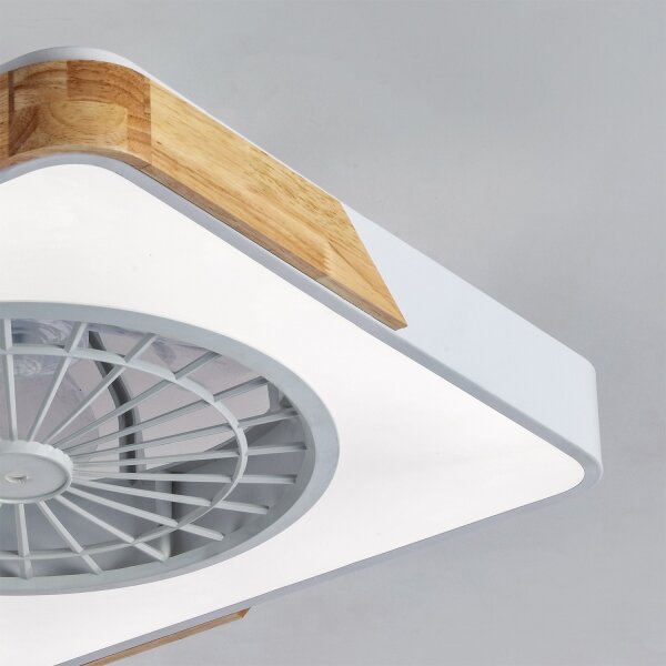 Brilagi - Plafonieră LED reglabilă cu ventilator LED/38W/230V, 50 cm, alb/stejar + telecomandă