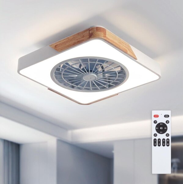 Brilagi - Plafonieră LED reglabilă cu ventilator LED/38W/230V, 50 cm, alb/stejar + telecomandă