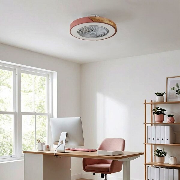 Brilagi - Corp de iluminat LED dimabil cu ventilator LED/38W/230V 50 cm roz/stejar + telecomandă