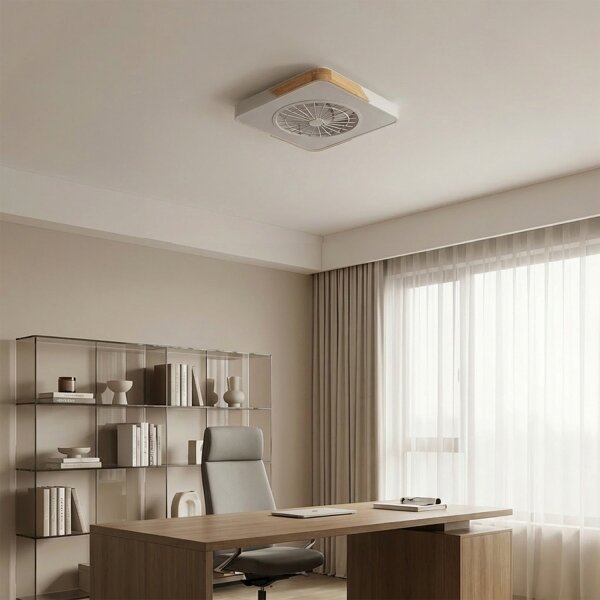 Brilagi - Plafonieră LED reglabilă cu ventilator LED/38W/230V, 50 cm, alb/stejar + telecomandă