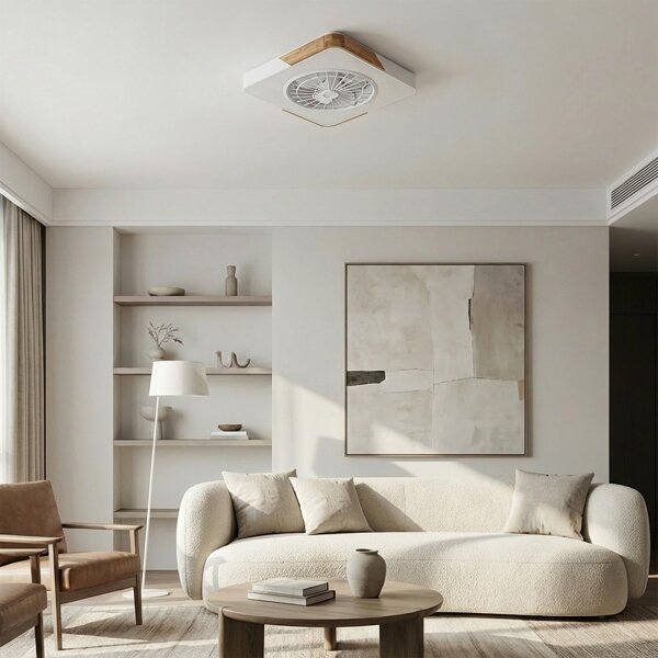 Brilagi - Plafonieră LED reglabilă cu ventilator LED/38W/230V, 50 cm, alb/stejar + telecomandă
