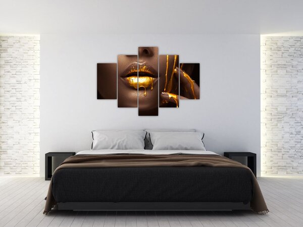 Tablou - Femeie cu buze aurii (150x105 cm)