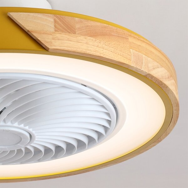 Brilagi - Corp de iluminat LED dimabil cu ventilator, 38W/230V, 50 cm, auriu/stejar + telecomandă