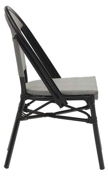 Scaun exterior Paris aluminiu negru, textilena negru si alb