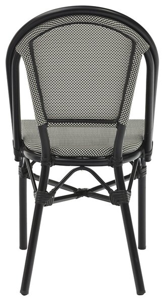 Scaun exterior Paris aluminiu negru, textilena negru si alb
