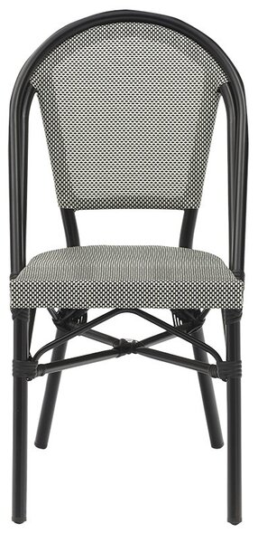 Scaun exterior Paris aluminiu negru, textilena negru si alb