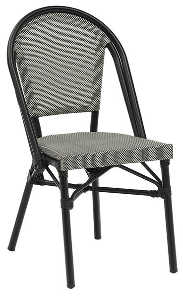 Scaun exterior Paris aluminiu negru, textilena negru si alb