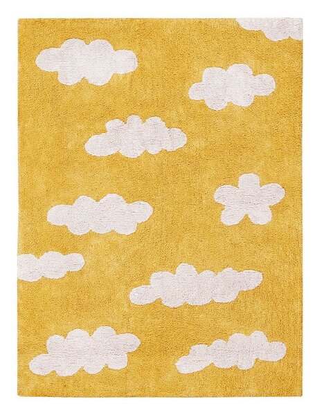 Covor pentru copii galben muștar lavabil/țesut manual din bumbac 120x160 cm Clouds Mustard – Lorena Canals