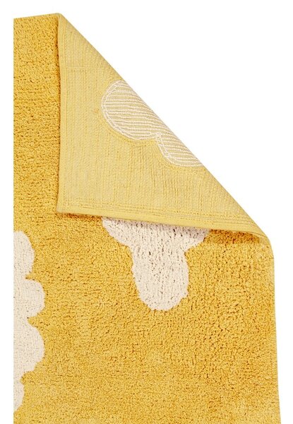 Covor pentru copii galben muștar lavabil/țesut manual din bumbac 120x160 cm Clouds Mustard – Lorena Canals