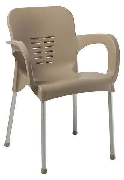 Scaun exterior Feast plastic culoare cappuccino, picior de aluminiu