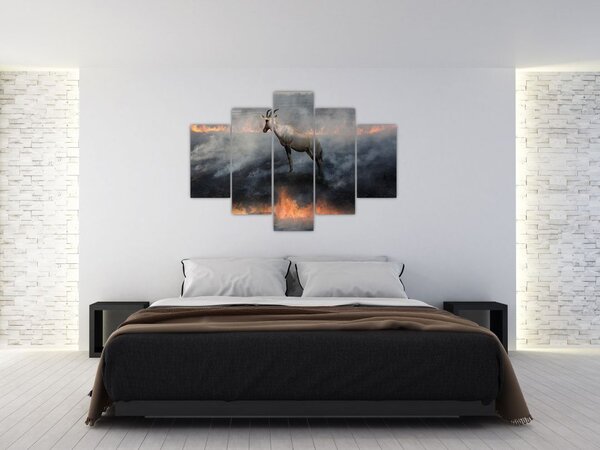 Tablou cu capră de munte în foc (150x105 cm)