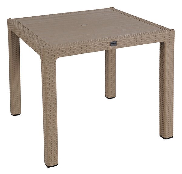 Masa exterior Explore cu protectie UV plastic culoare cappuccino 90x90x73.5cm