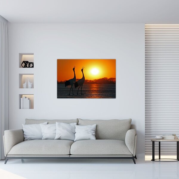 Tablou cu păsări în apus de soare (90x60 cm)