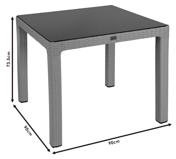 Masa exterior Explore cu protectie UV plastic culoare cappuccino 90x90x73.5cm