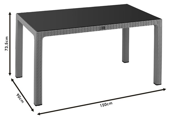 Masa exterior Explore cu protectie UV plastic culoare maro 150x90x73.5cm