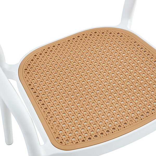 Scaun exterior Ember cu protectie UV plastic bej-alb 52.5x56.5x81cm