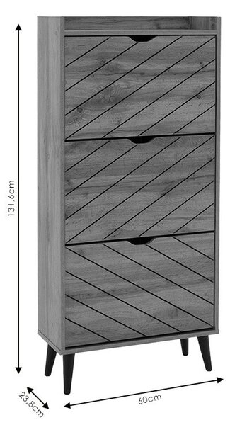 Dulap Pantofi Model Boone, Stejar sonoma, 60x23.8x131.6 cm