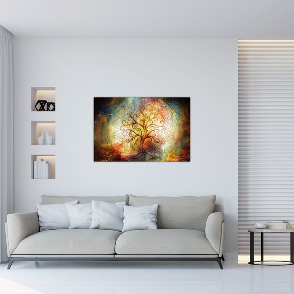 Tablou abstract cu copac (90x60 cm)