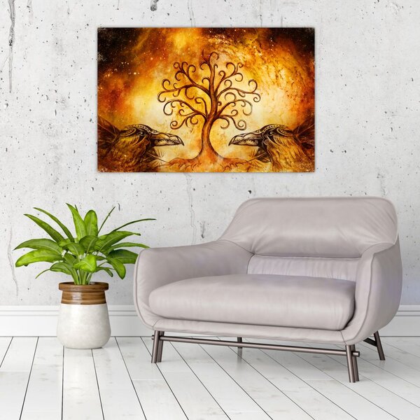 Tablou natural abstract cu copac (90x60 cm)