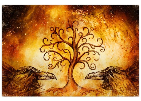 Tablou natural abstract cu copac (90x60 cm)