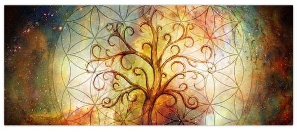 Tablou abstract cu copac (120x50 cm)