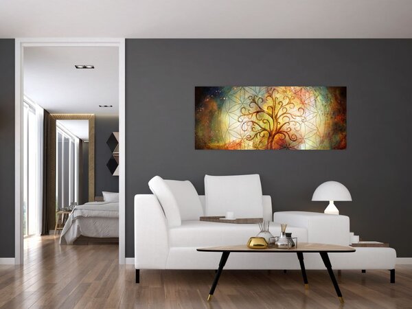 Tablou abstract cu copac (120x50 cm)