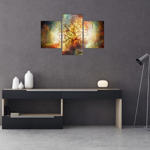 Tablou abstract cu copac (90x60 cm)