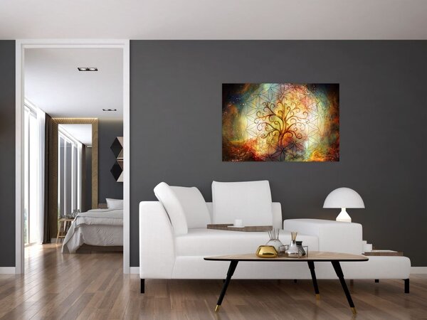 Tablou abstract cu copac (90x60 cm)