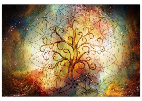 Tablou abstract cu copac (90x60 cm)