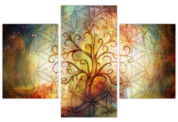 Tablou abstract cu copac (90x60 cm)