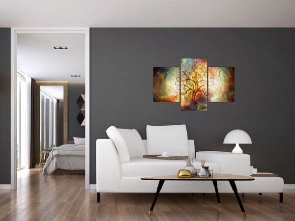 Tablou abstract cu copac (90x60 cm)