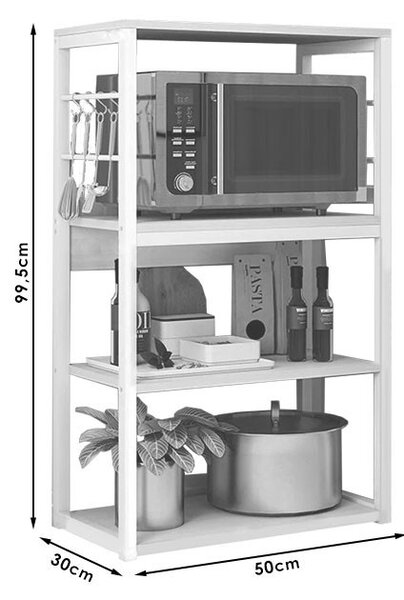 Raft metalic Model Mckenzie, Alb/Natural, 50x30x99.5 cm