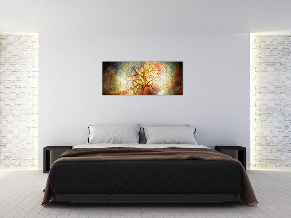 Tablou abstract cu copac (120x50 cm)