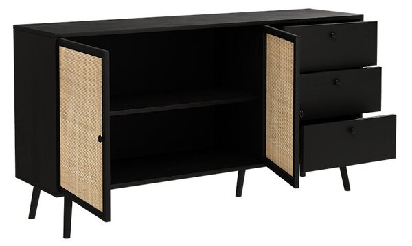 Comoda Model Oslo, Negru/Natur, 150x39x79 cm