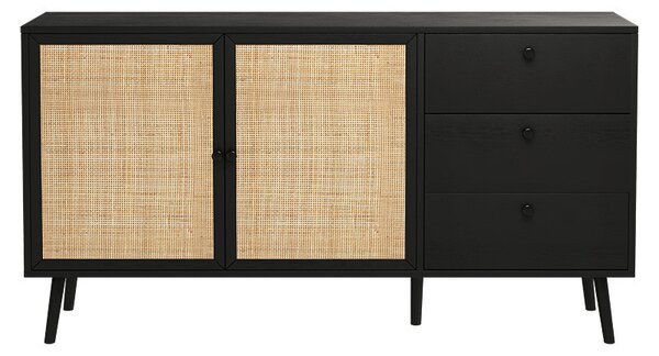 Comoda Model Oslo, Negru/Natur, 150x39x79 cm