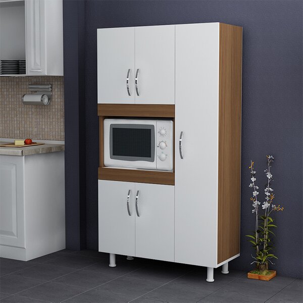 Dulap multifunctional Model Defne, Alb/Nuc, 89x37.5x160 cm