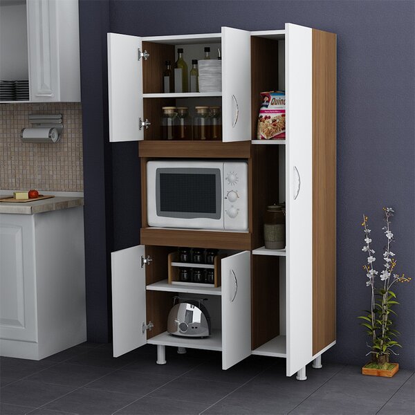 Dulap multifunctional Model Defne, Alb/Nuc, 89x37.5x160 cm