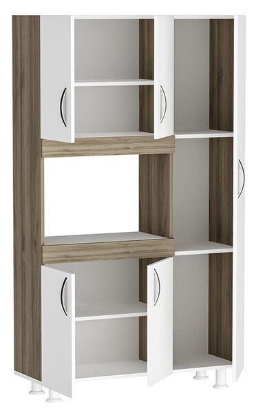 Dulap multifunctional Model Defne, Alb/Nuc, 89x37.5x160 cm