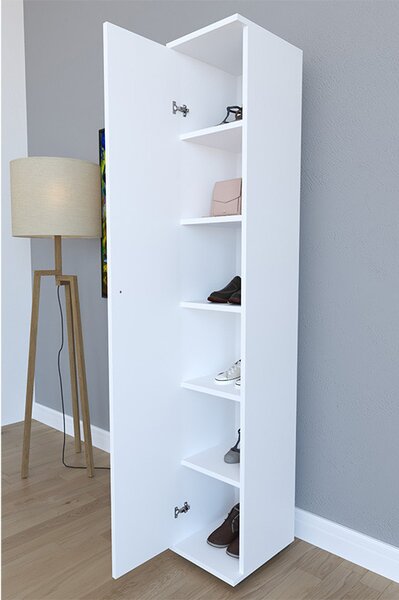 Dulap multifunctional Model Juan, Alb, 30x35x177 cm
