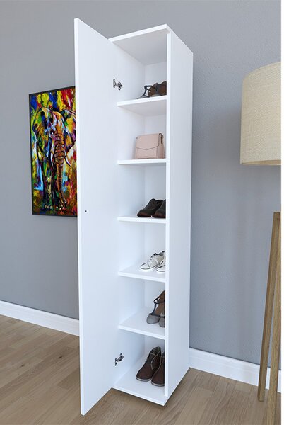 Dulap multifunctional Model Juan, Alb, 30x35x177 cm
