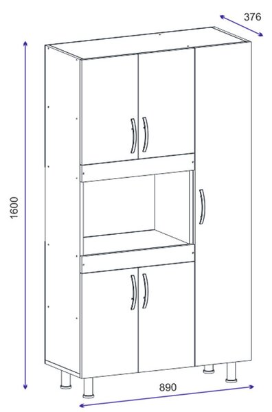 Dulap multifunctional Model Defne, Alb/Nuc, 89x37.5x160 cm
