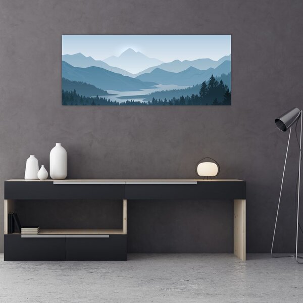 Tablou - Munții cu privirea graficeanului (120x50 cm)