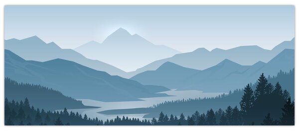 Tablou - Munții cu privirea graficeanului (120x50 cm)