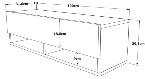Comoda TV de perete Roscoe stejar alb 100x31.5x29.5cm