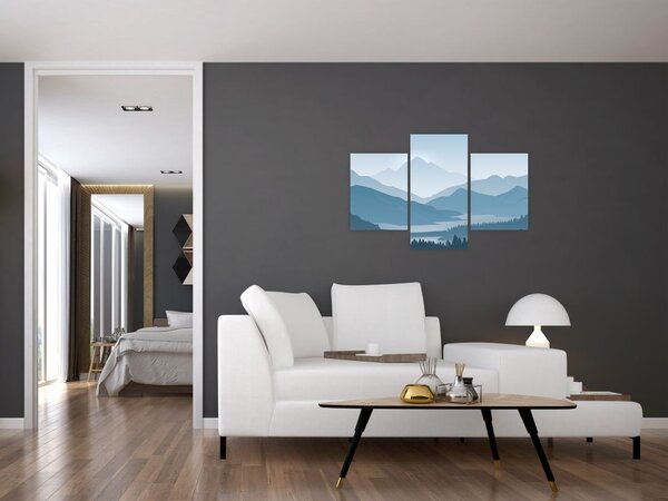 Tablou - Munții cu privirea graficeanului (90x60 cm)